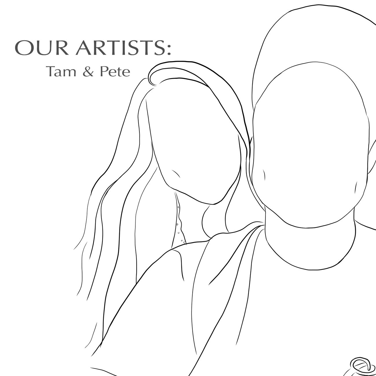Line drawing of Tam and Pete, the artists behind My Moment in Line